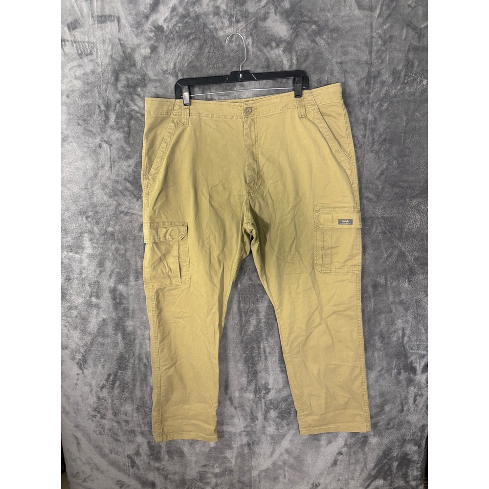Wrangler Mens Khaki Cargo Pants Tan Straight Leg Utility Work Trousers 42x24